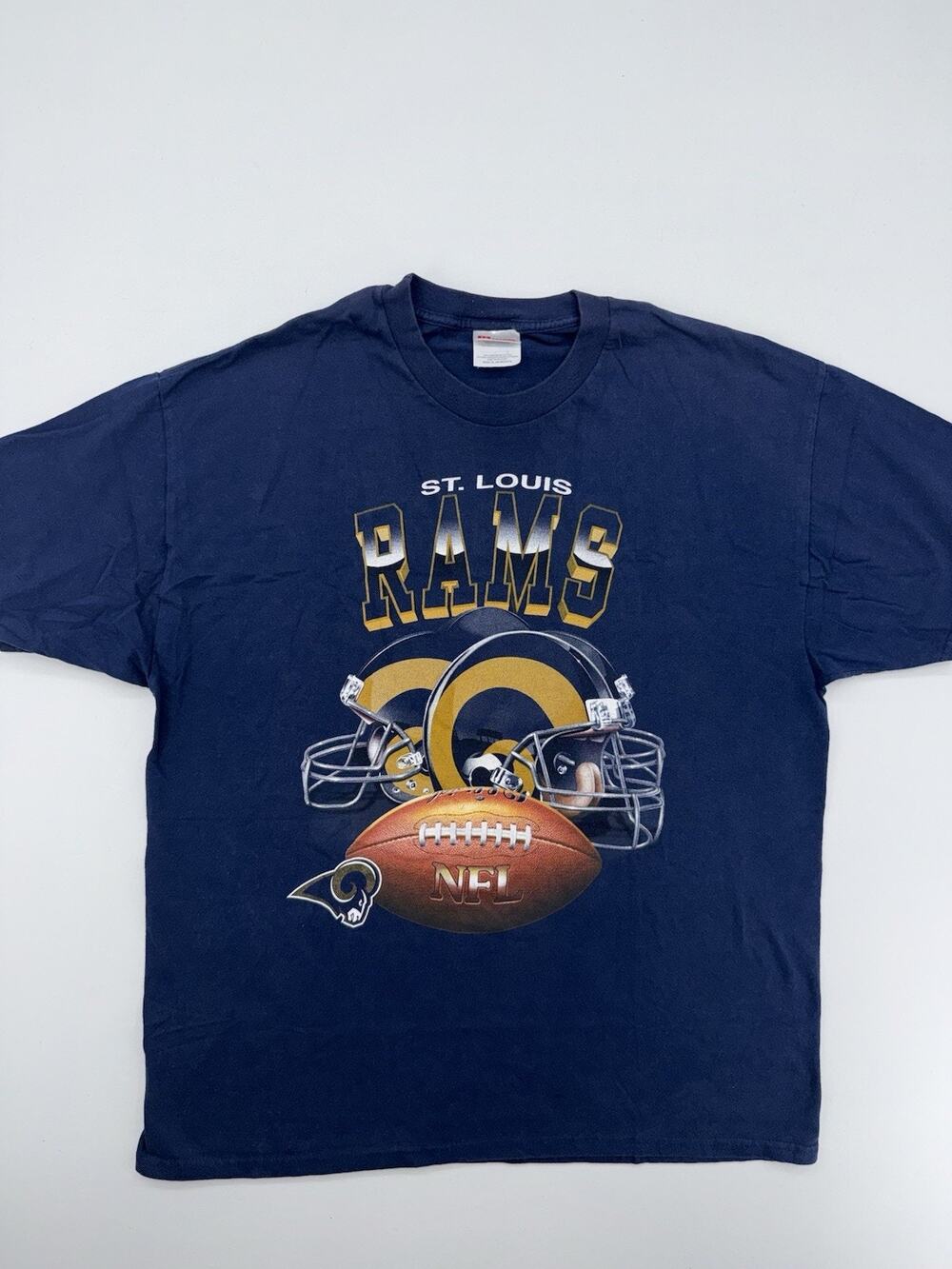 Vintage 90s St. Louis Rams NFL Football Blue XLarge T-Shirt